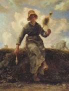 jean-francois millet The Spinner,Goat-Girl from the Auvergne (san20) France oil painting artist